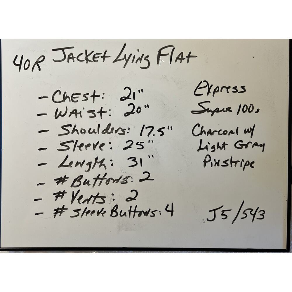 Express 40R Mens Charcoal Gray Pinstripe Super 100s Blazer Sport Suit Jacket - Picture 8 of 14